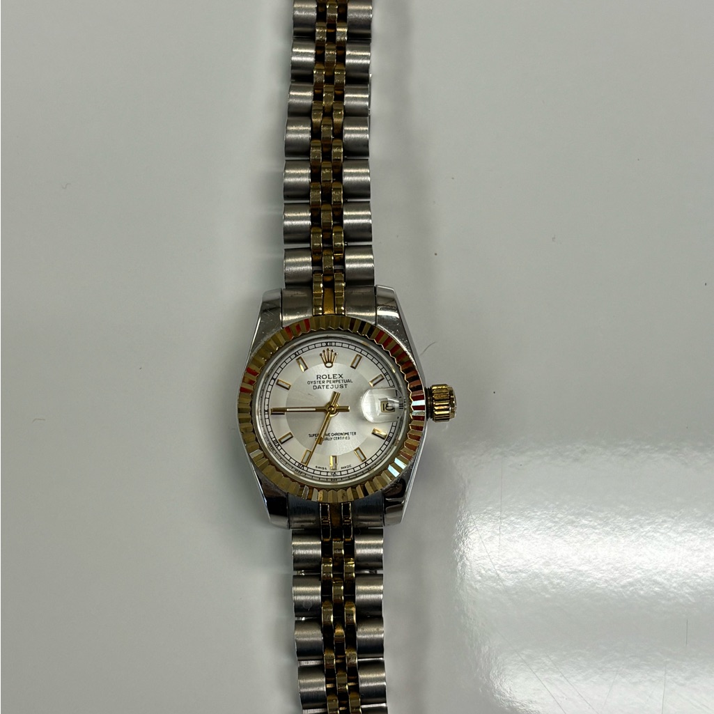 Rolex Womens Silver And Gold Watch